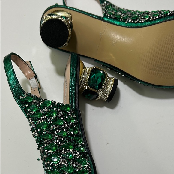 Green Embellished Women's Heels - Picture 8 of 17